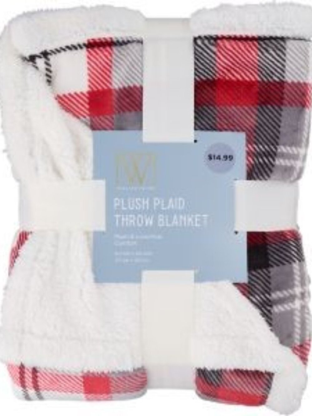 Wayland Square Sherpa Throw Blanket, Red Plaid, 50 X 60 in